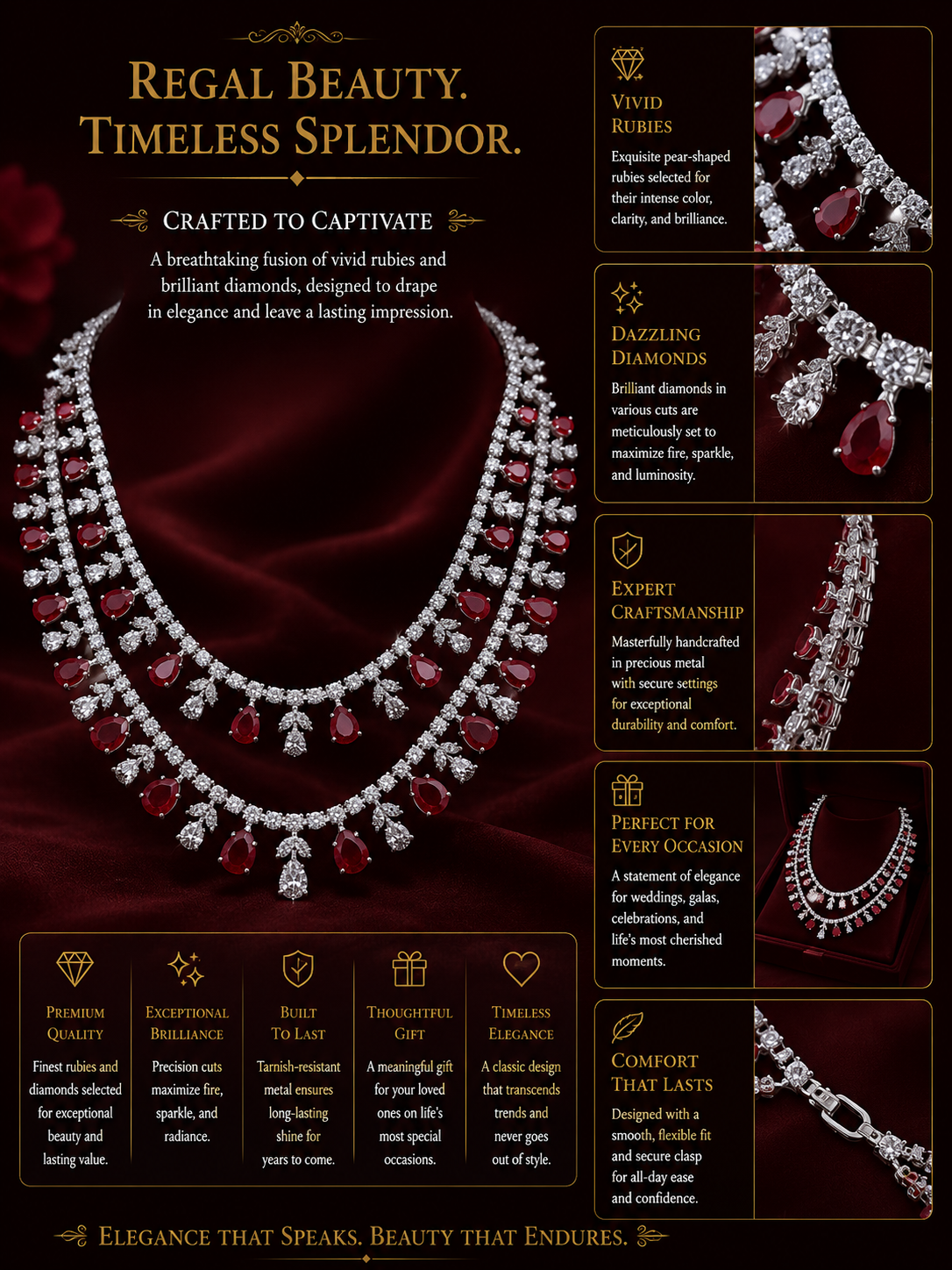 Ruby Royale Layered Statement Necklace