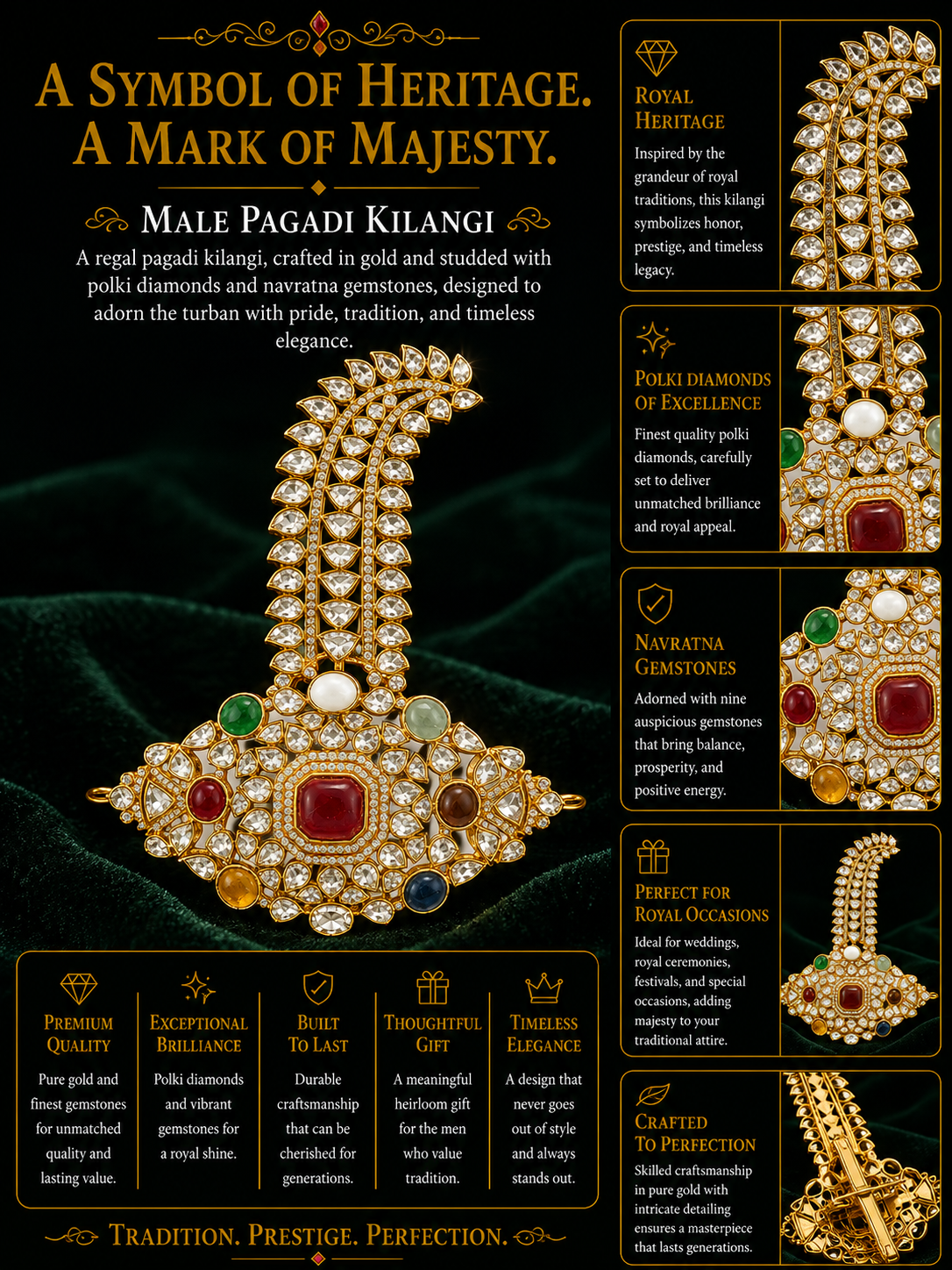 Royal Navratna Kundan Pagdi Kilangi for Men