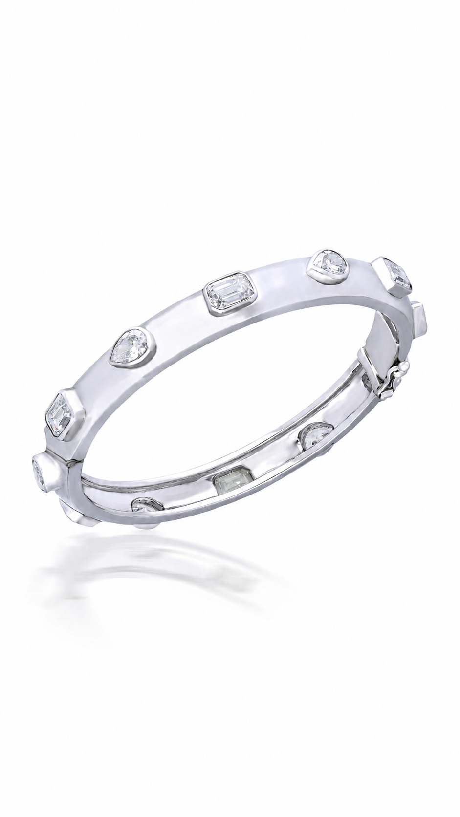 Mixed-Cut Diamond Station Bangle Bracelet