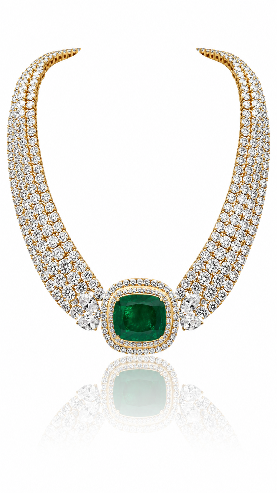 Majestic Emerald Royale Diamond Collar Necklace