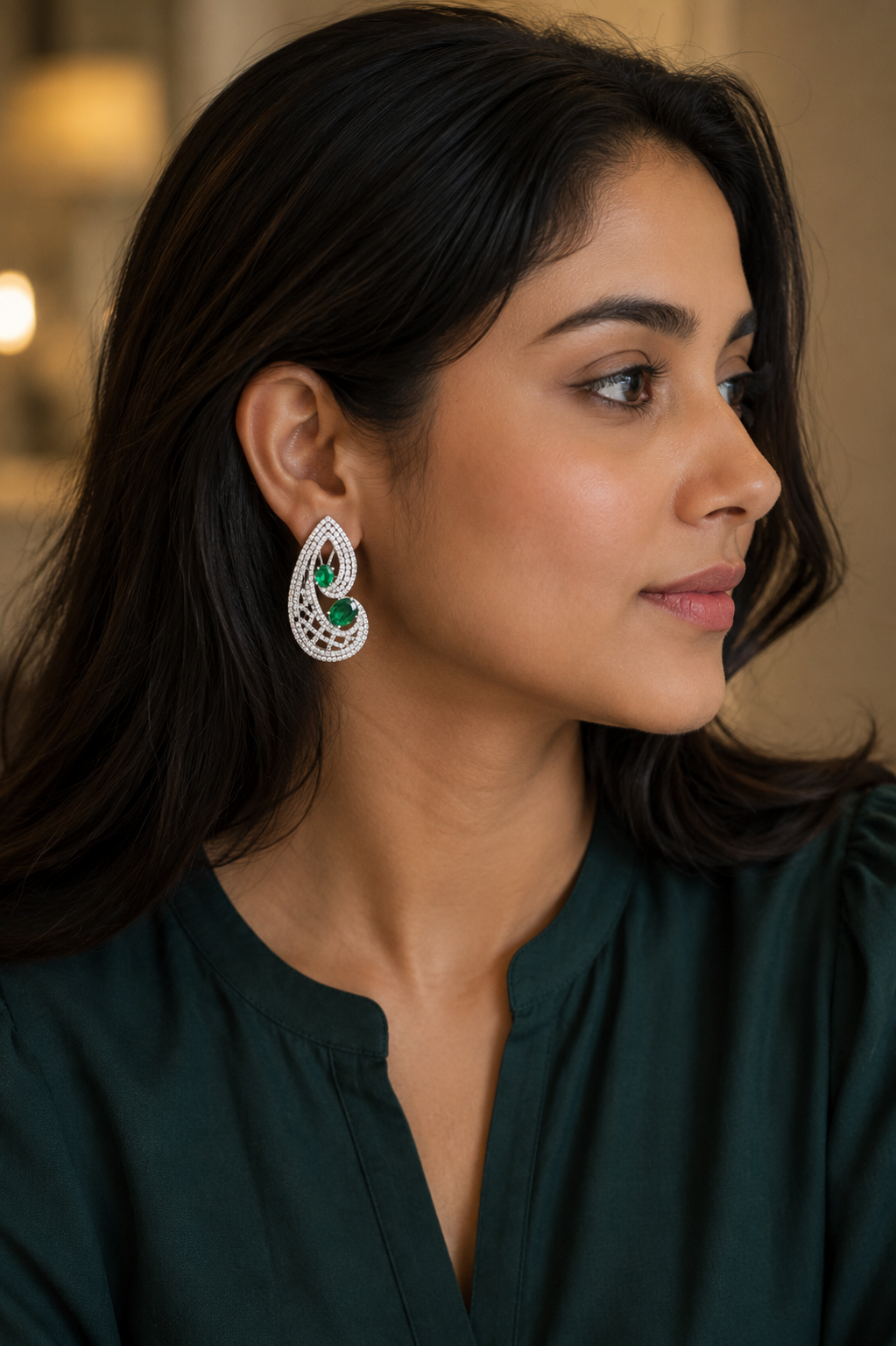 Emerald Diamond-Inspired Teardrop Statement Earrings