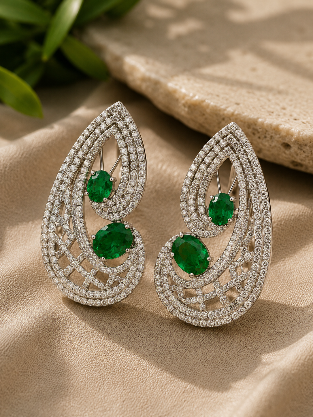 Emerald Diamond-Inspired Teardrop Statement Earrings
