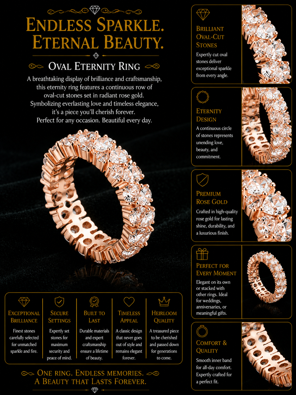 Rose Gold Oval-Cut Eternity Ring