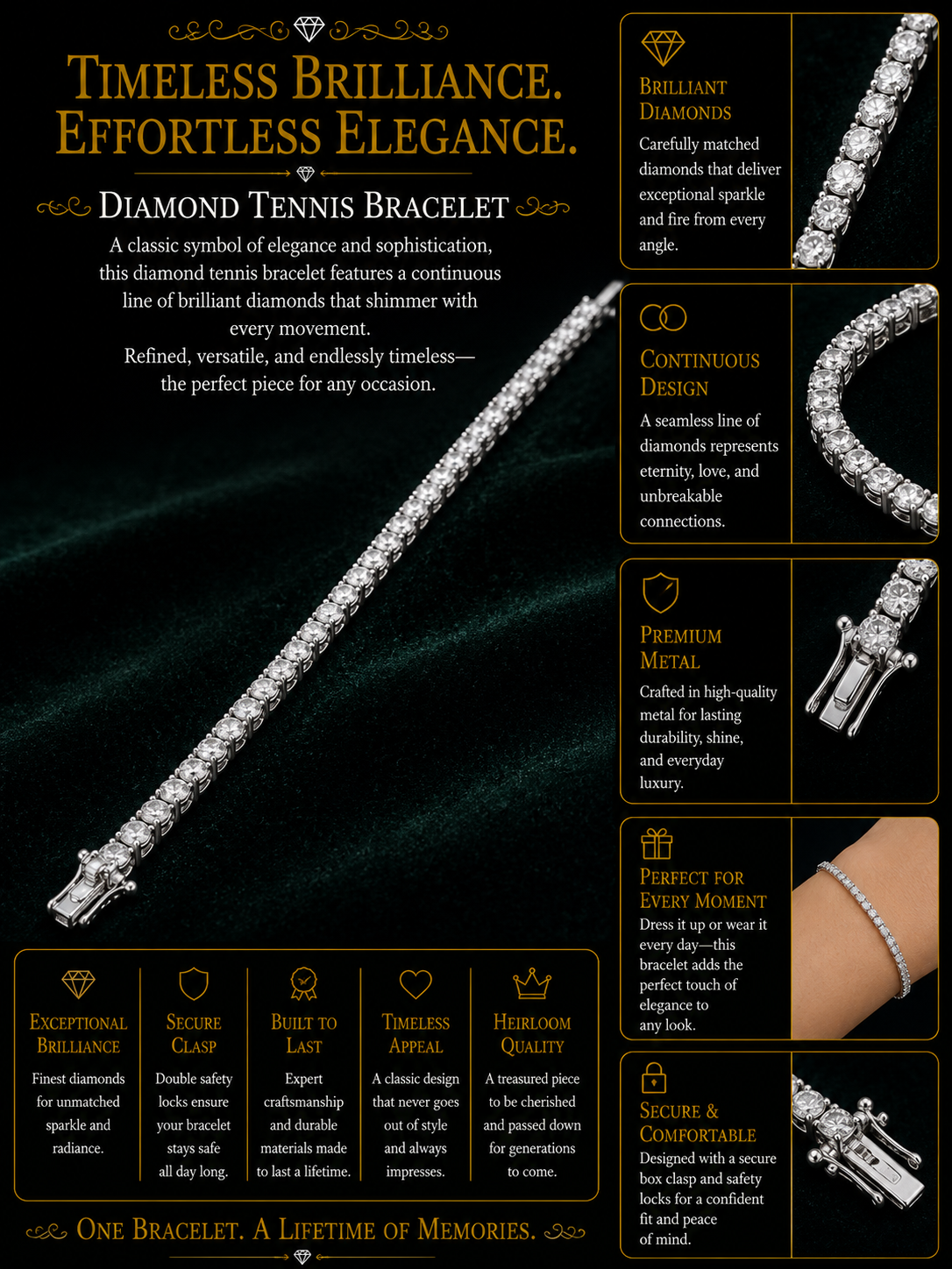 Classic Tennis Bracelet for Women – Minimal Diamond Look Silver Bracelet