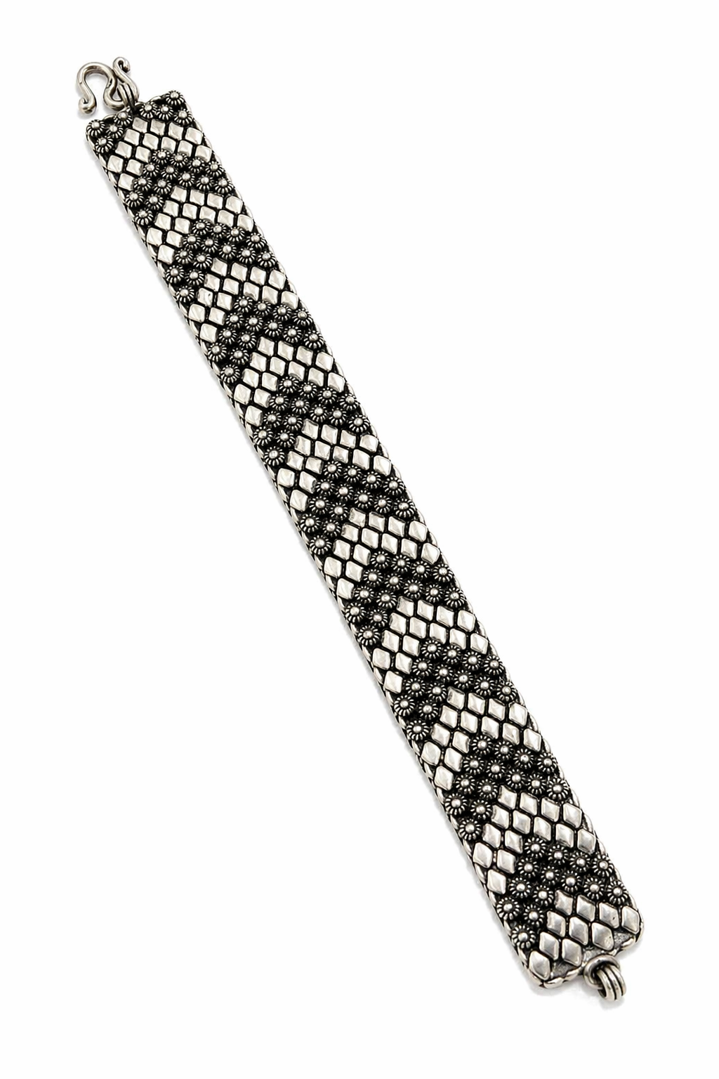 Oxidized Silver Textured Panel Bracelet – Artisan Statement Cuff