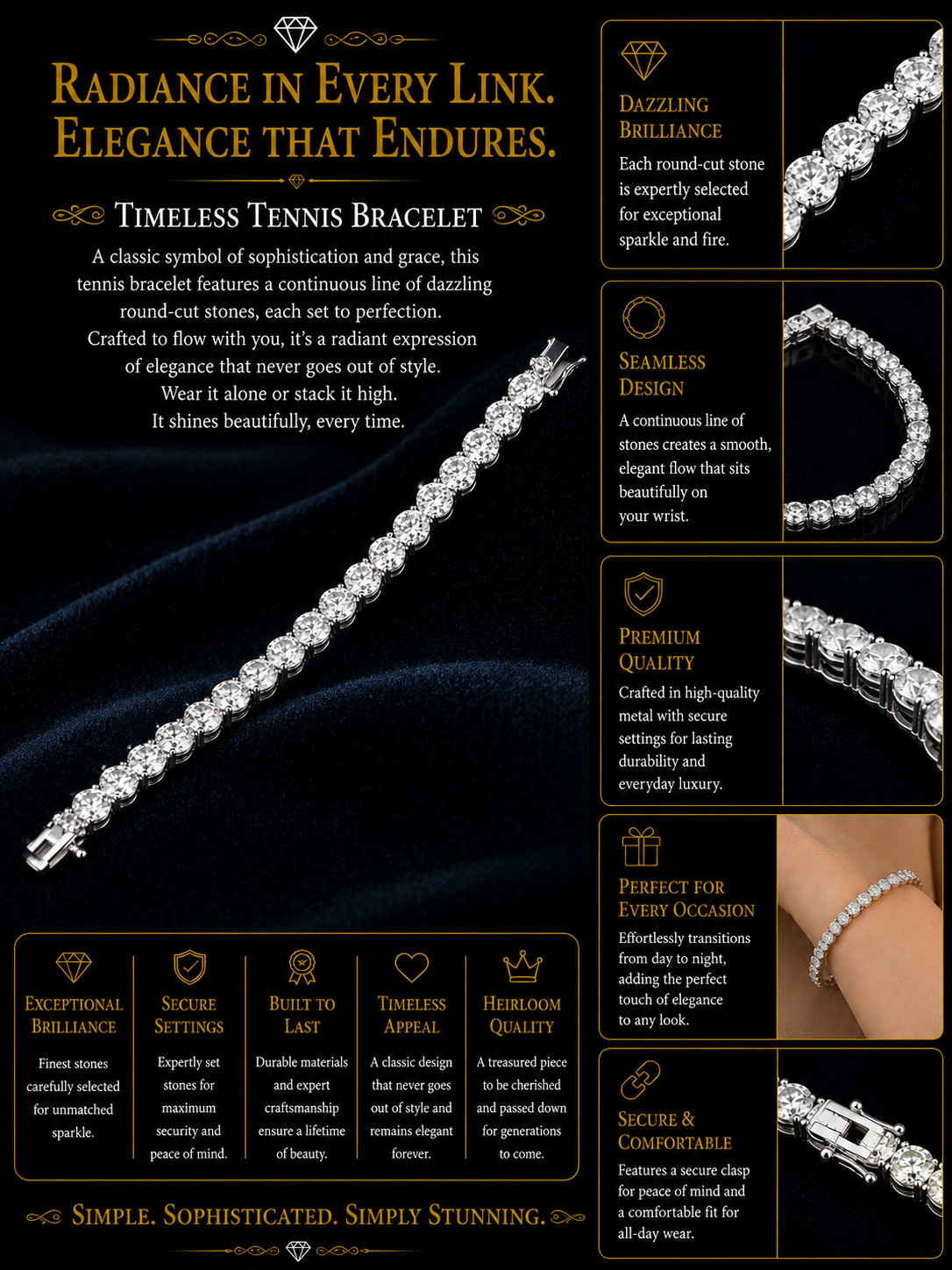 Classic Diamond Tennis Bracelet in White Gold