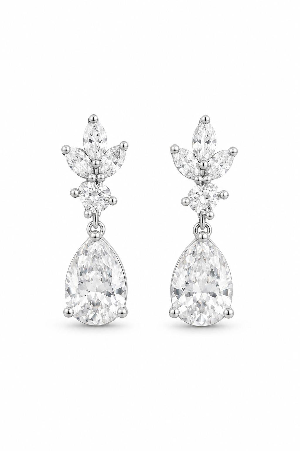 Diamond Floral Drop Earrings