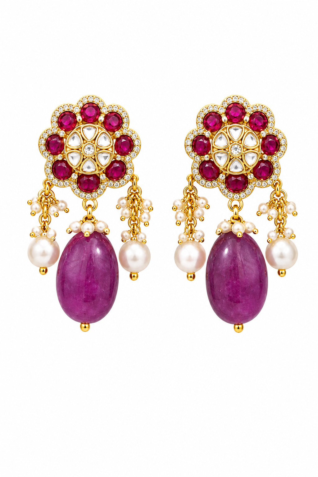 Multicolor Navratna-Inspired Floral Necklace Set