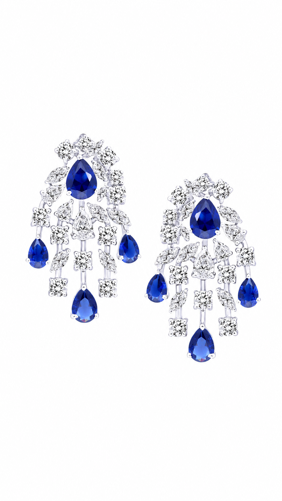 Royal Sapphire Cascade Diamond Earrings