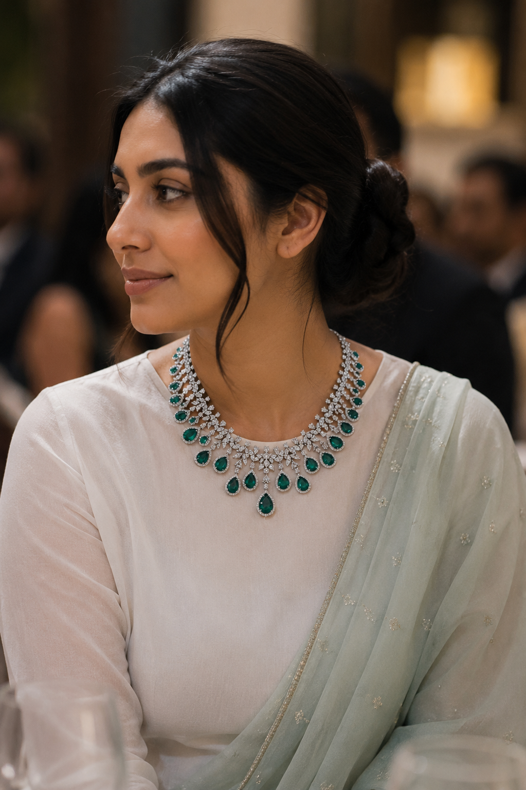 Emerald Cascade High Jewelry Statement Necklace