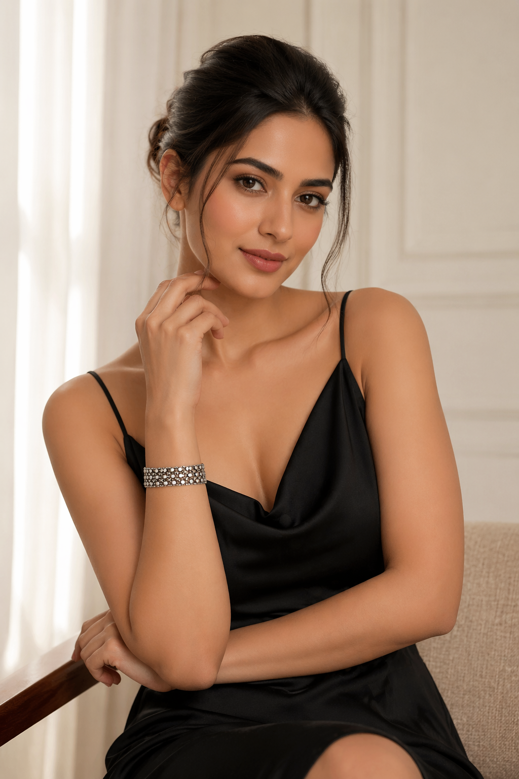 Textured Oxidized Silver Wide Cuff Bracelet