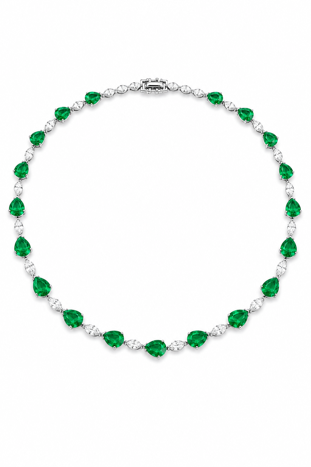 Emerald & Diamond Double-Layer Statement Necklace