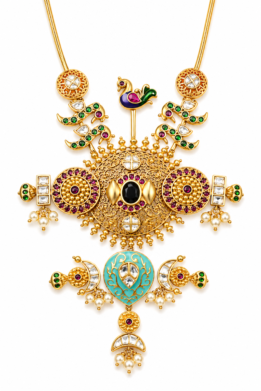 Royal Peacock Heritage Temple Necklace