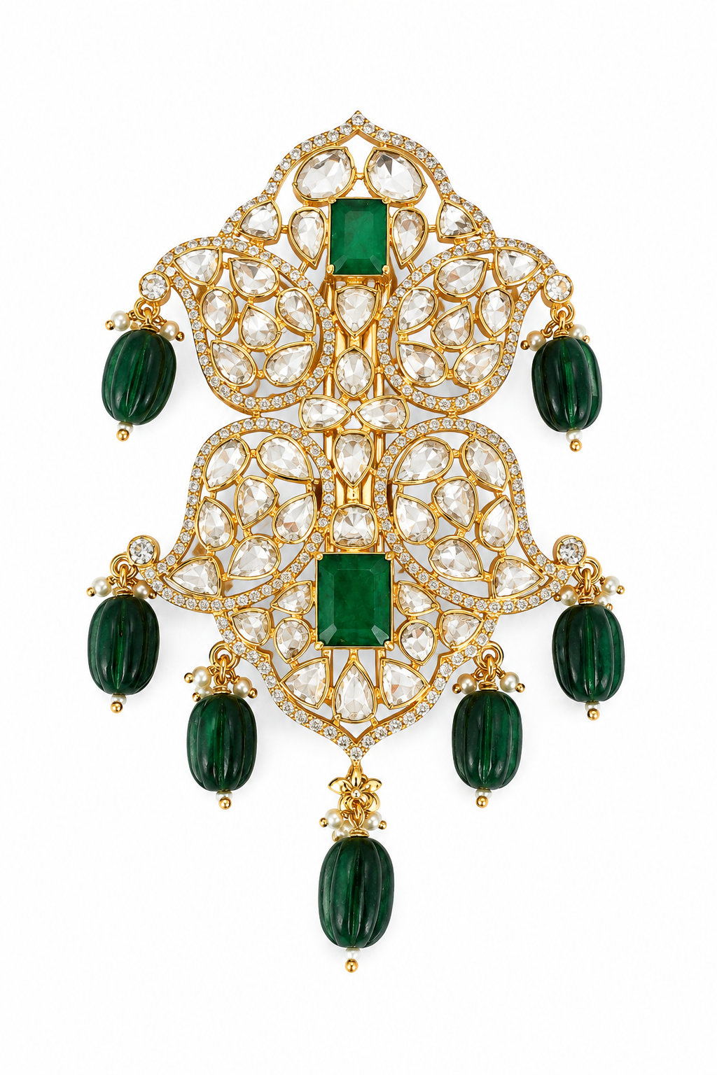 Royal Emerald Kundan Kilangi Pagdi Brooch
