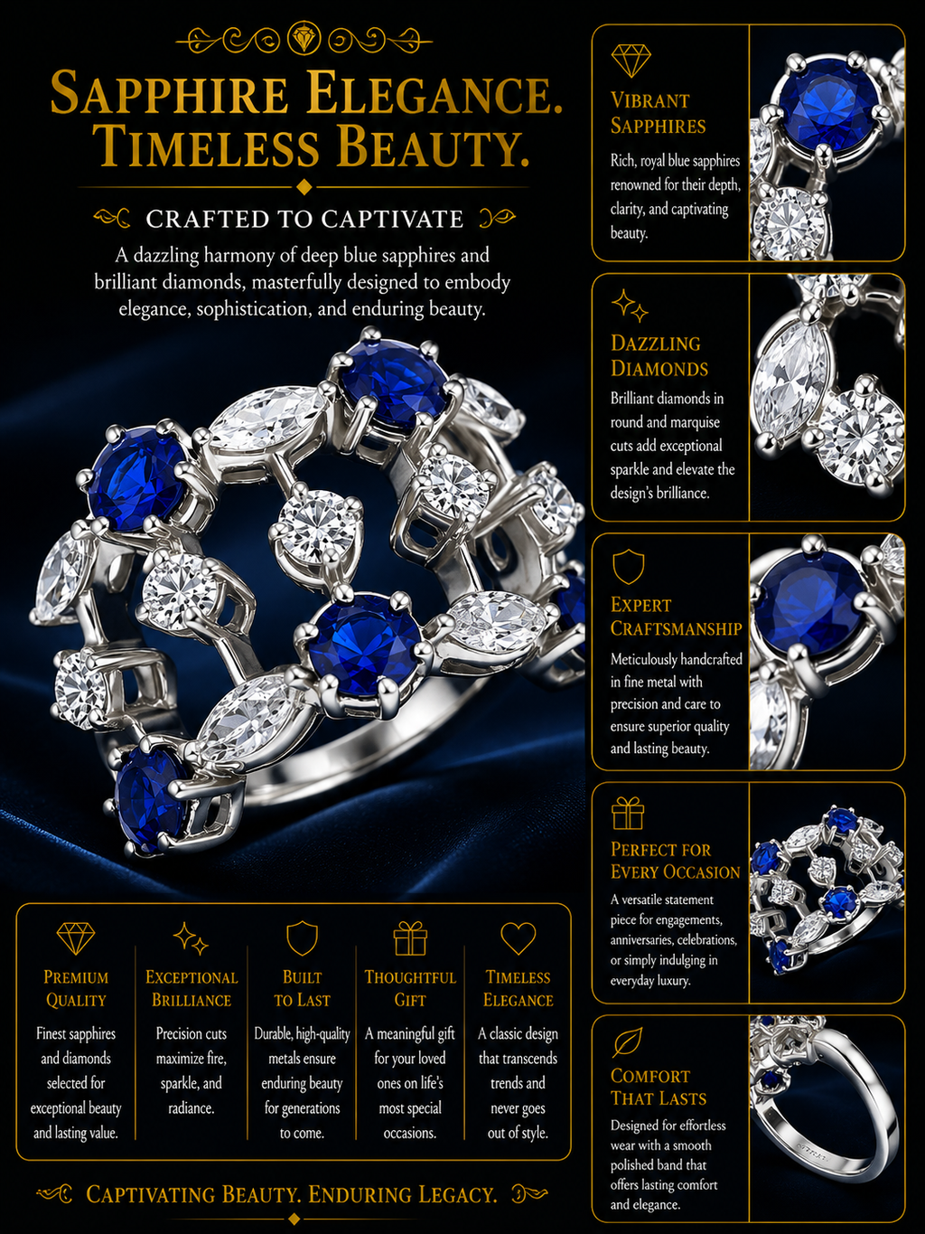 Royal Sapphire Diamond Eternity Ring