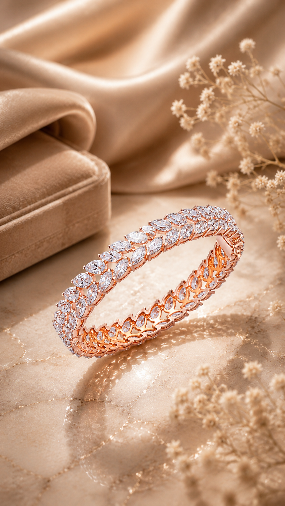 Marquise Diamond Tennis Bracelet in Rose Gold