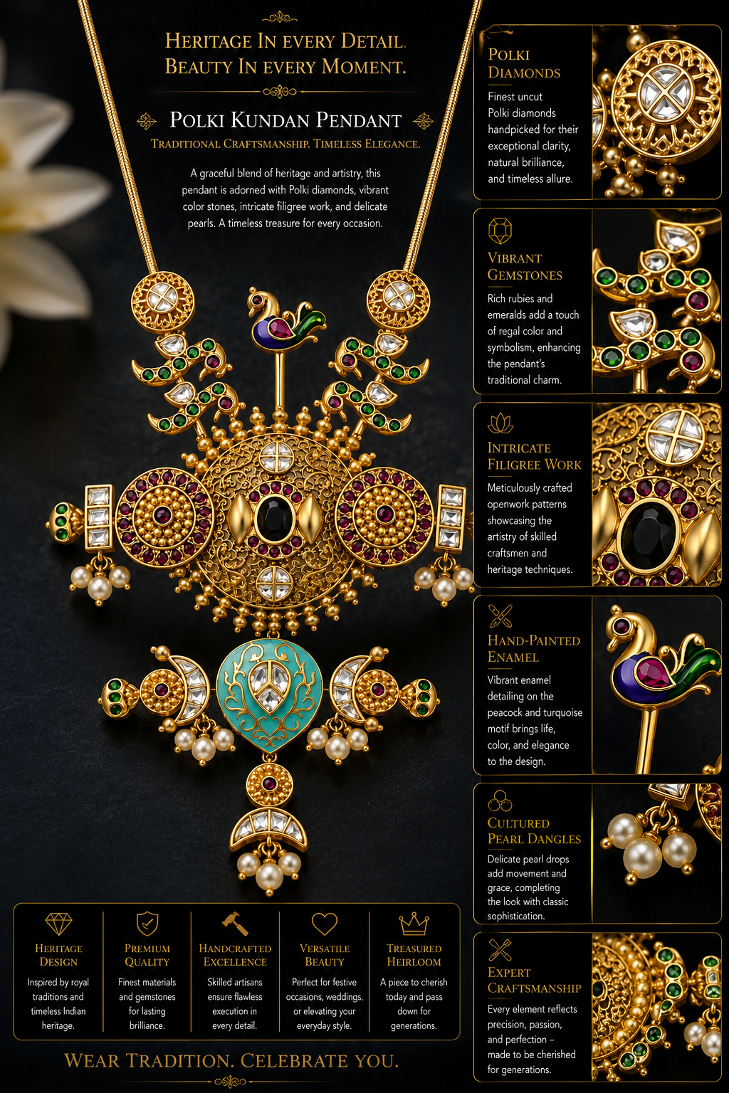 Royal Peacock Heritage Temple Necklace