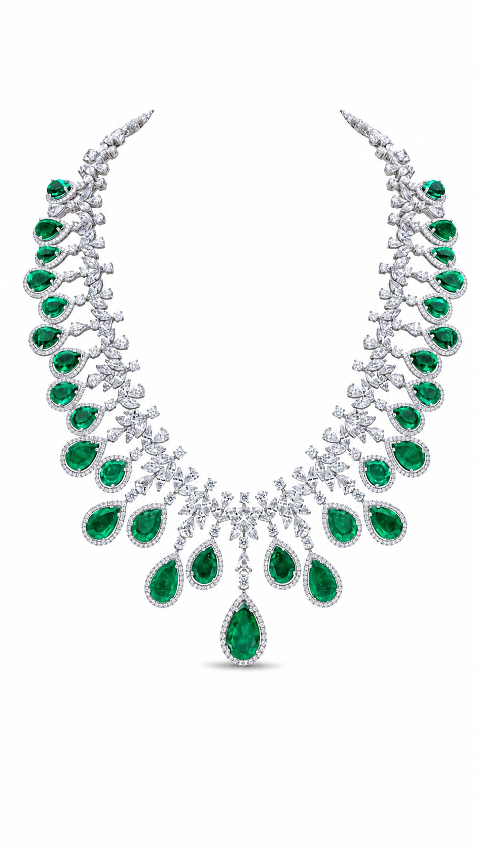 Emerald Cascade High Jewelry Statement Necklace