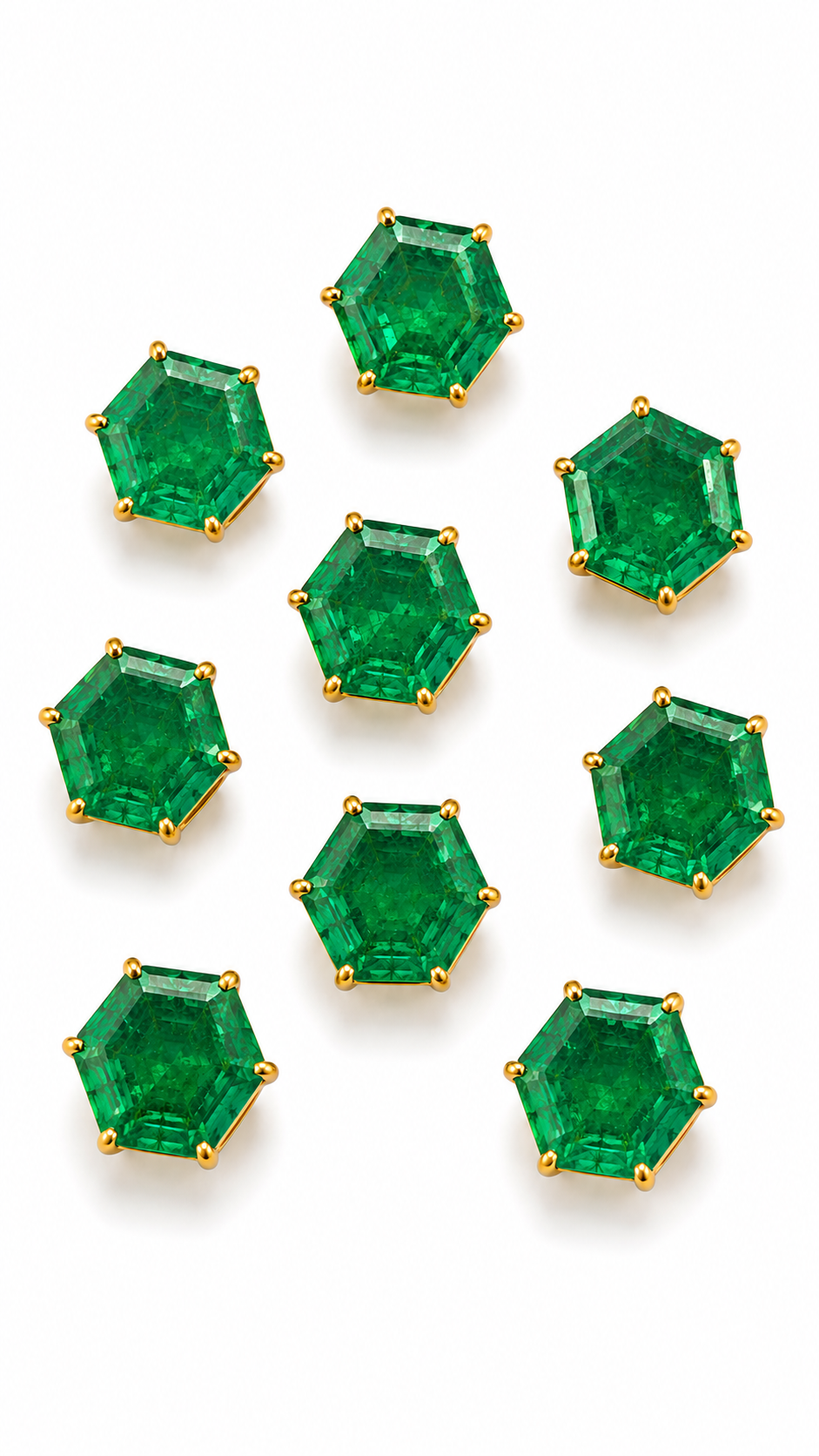 Hexagon Emerald Green Glass Buttons for Suits, Blazers, and Ethnic Wear