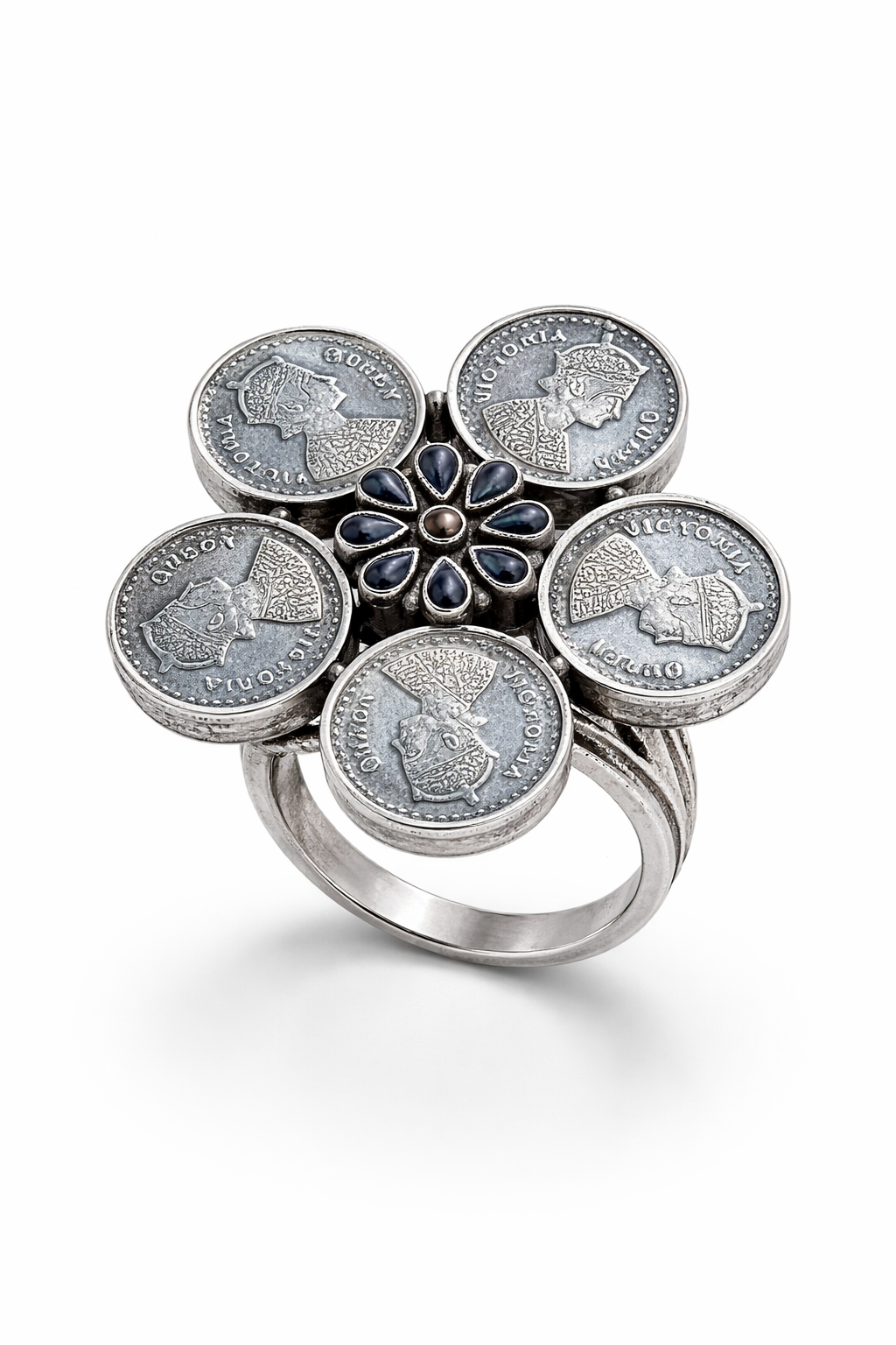 Artisan Coin Bloom Cocktail Ring in 92.5 Silver