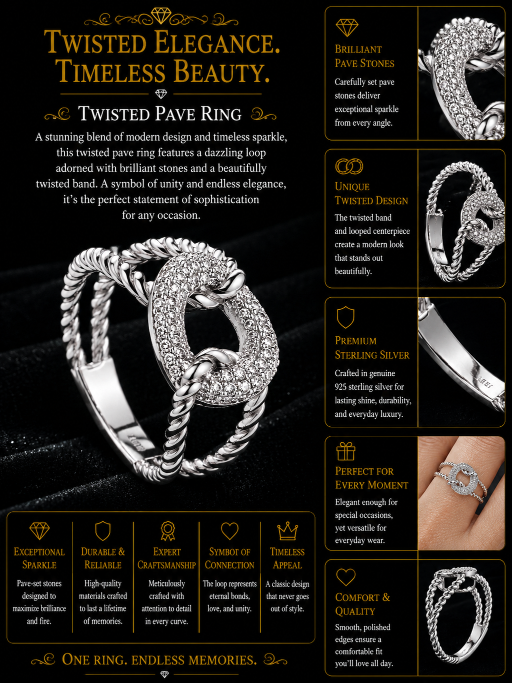 Diamond Pavé Chain Link Rope Ring in White Gold
