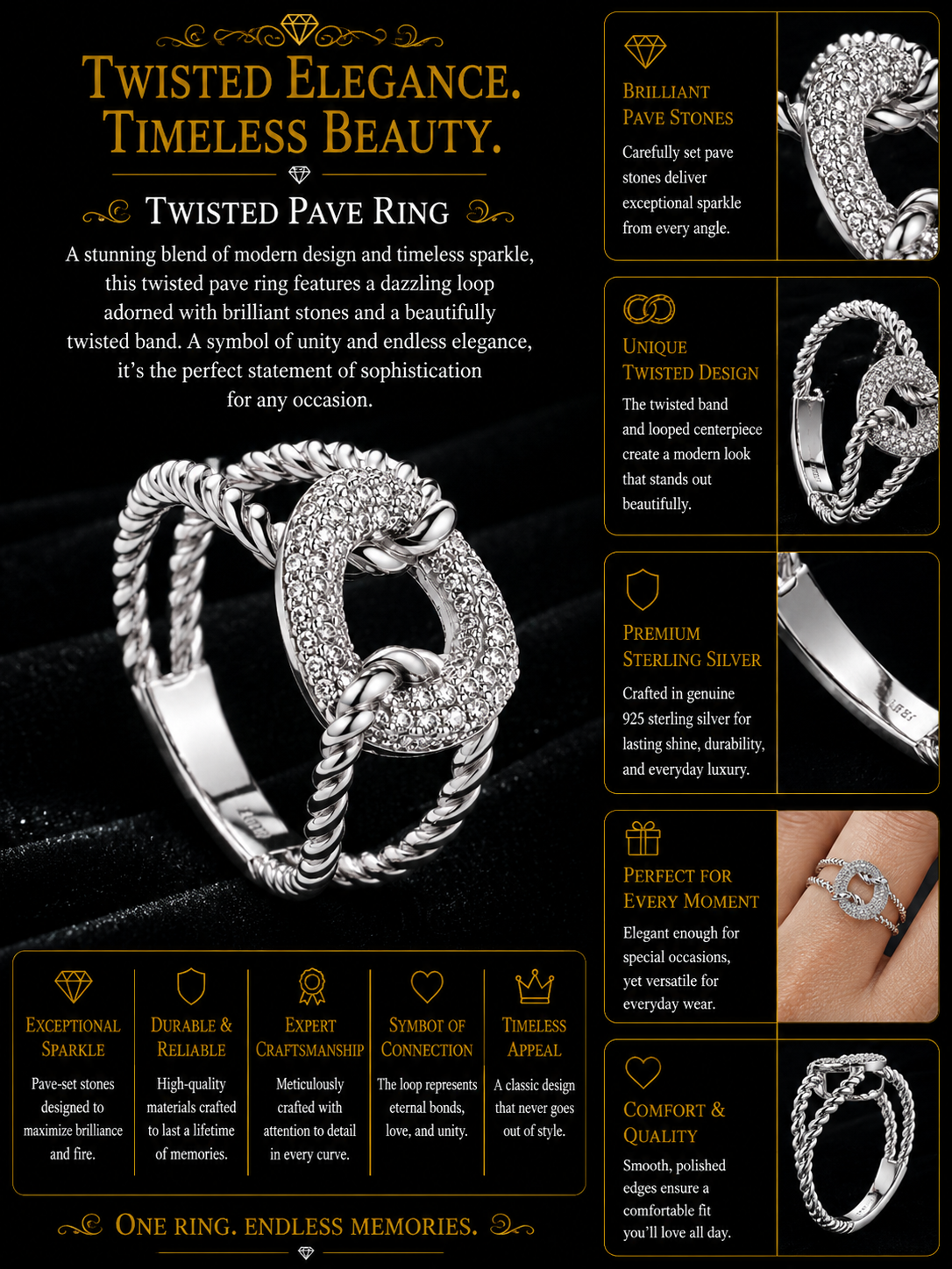 Diamond Pavé Chain Link Rope Ring in White Gold