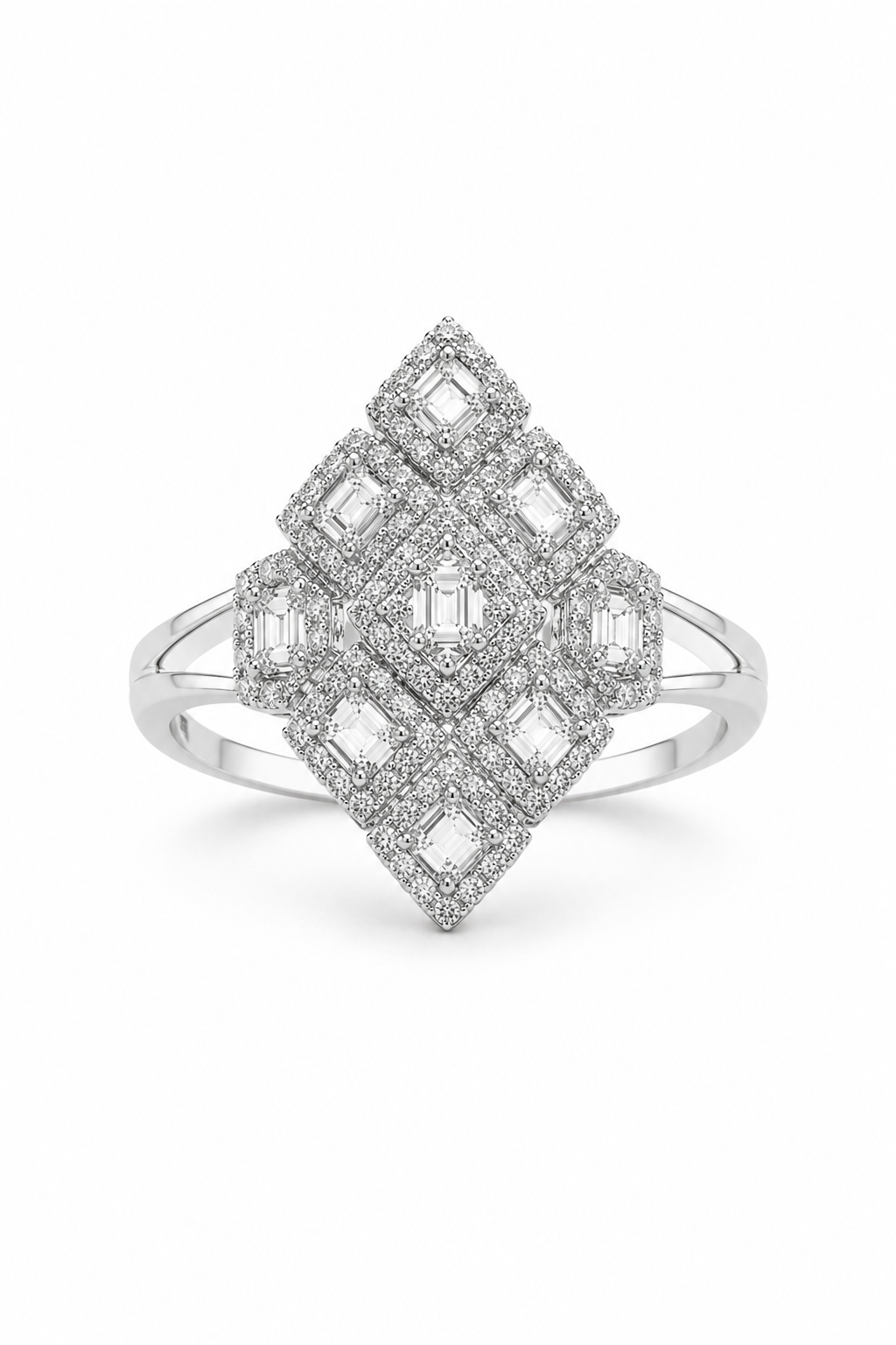 Art Deco Diamond Marquise Cluster Ring in White Gold