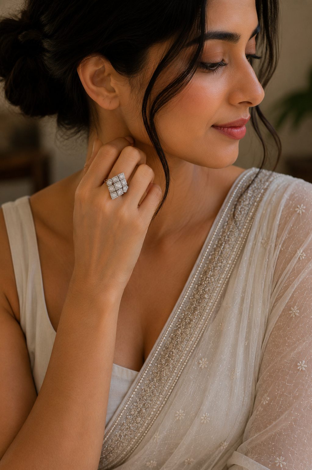 Art Deco Diamond Marquise Cluster Ring in White Gold