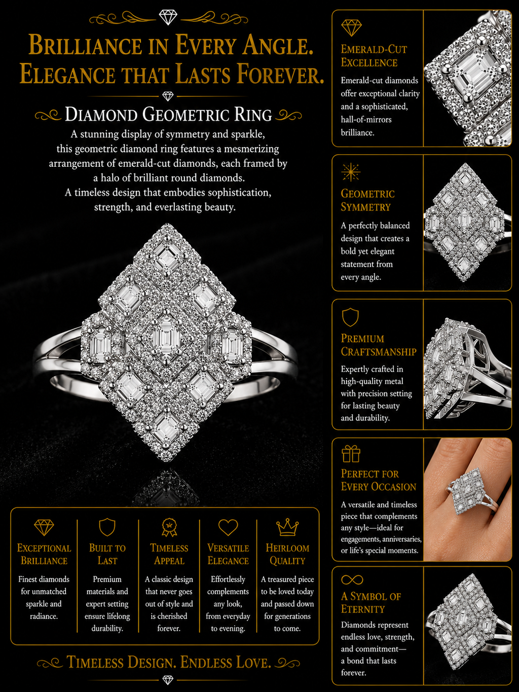 Art Deco Diamond Marquise Cluster Ring in White Gold