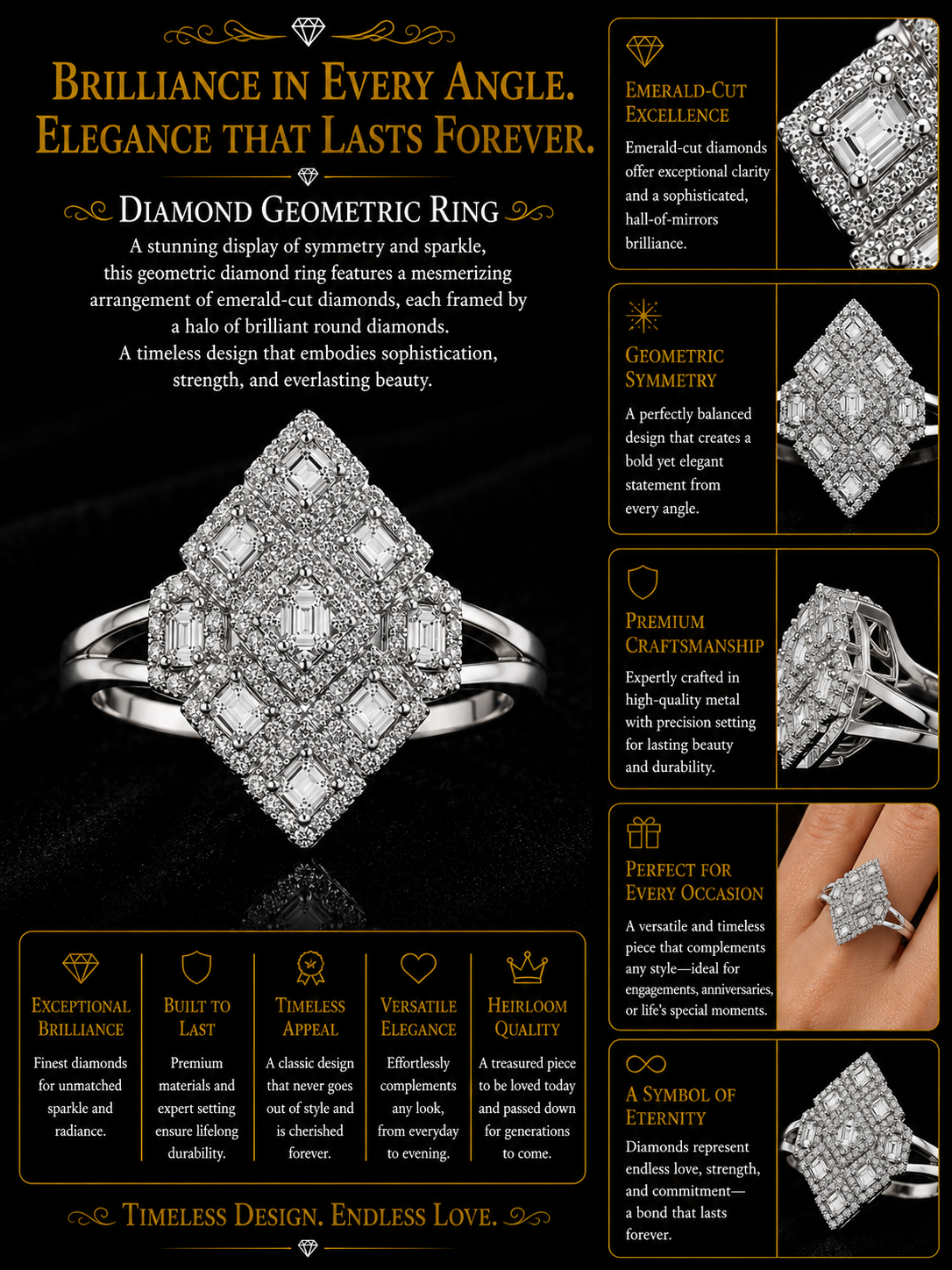 Art Deco Diamond Marquise Cluster Ring in White Gold