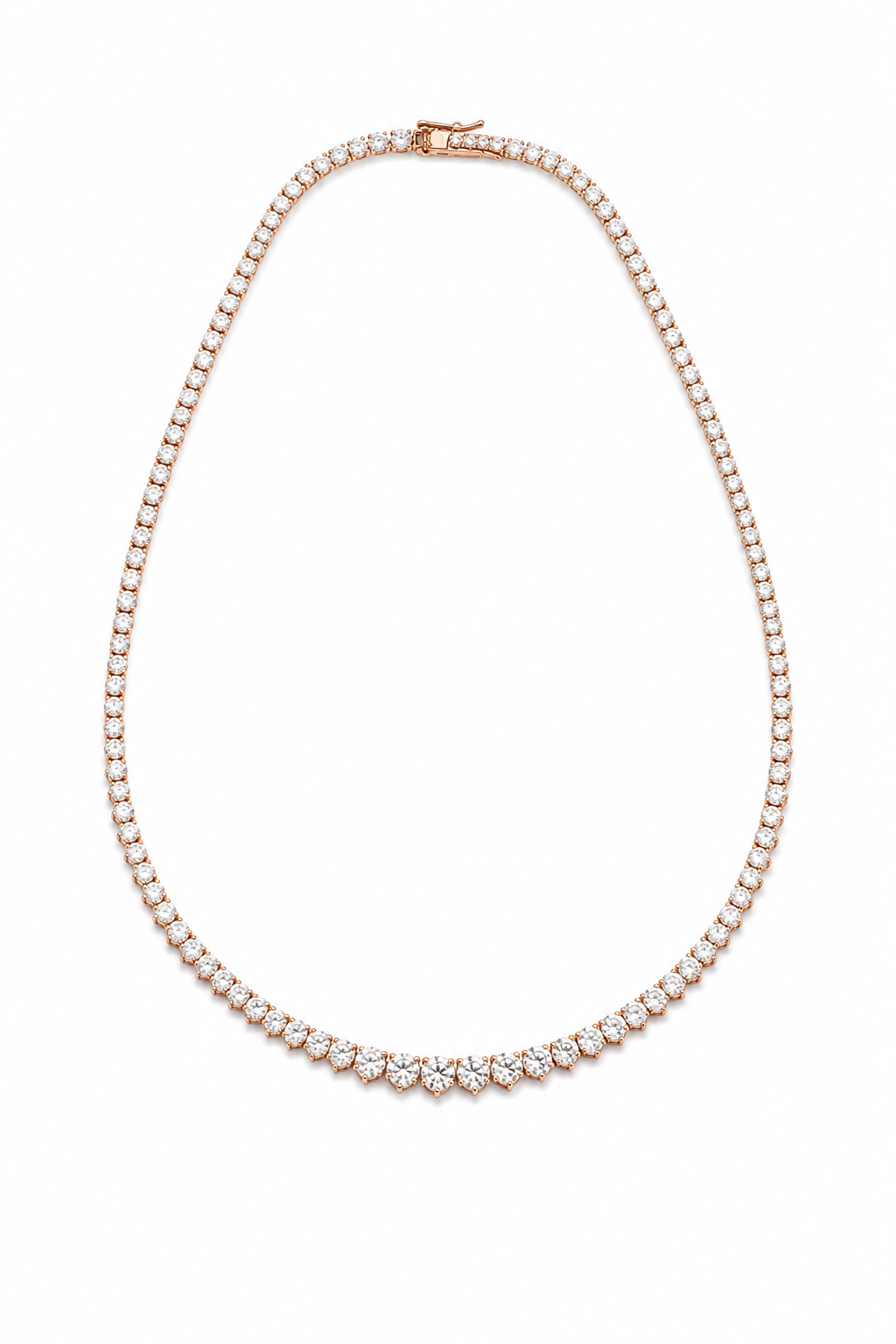 Graduating Diamond Rivière Tennis Necklace in Rose Gold