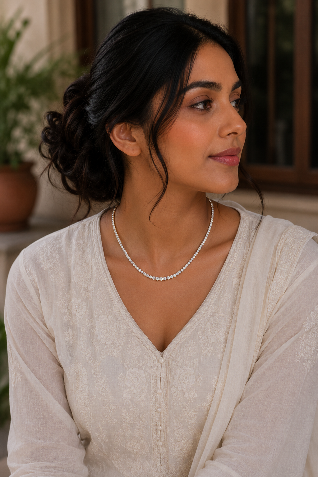 Graduating Diamond Rivière Tennis Necklace in Rose Gold