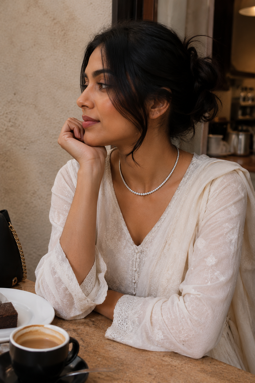 Graduating Diamond Rivière Tennis Necklace in Rose Gold