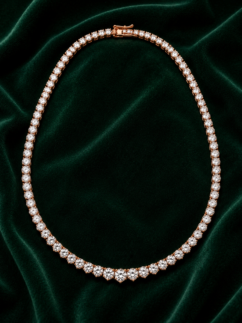 Graduating Diamond Rivière Tennis Necklace in Rose Gold