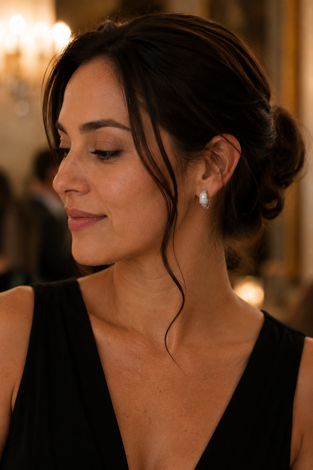 Pavé Diamond Ribbed Huggie Earrings in White Gold & Rose Gold
