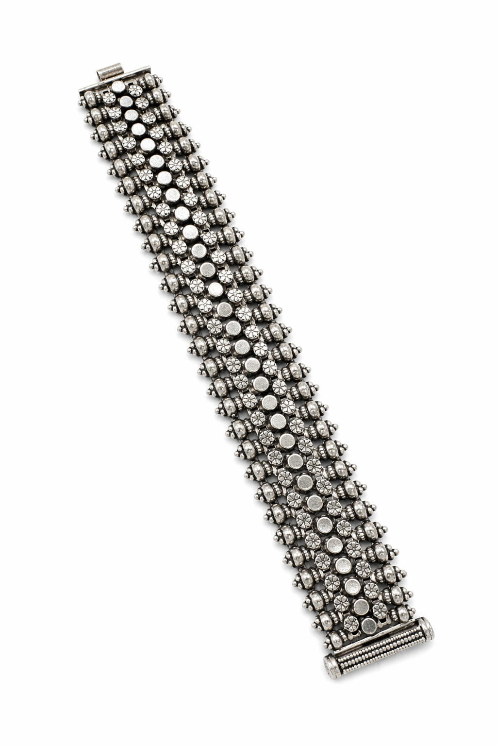 Oxidized Silver Wide Statement Bracelet for Women