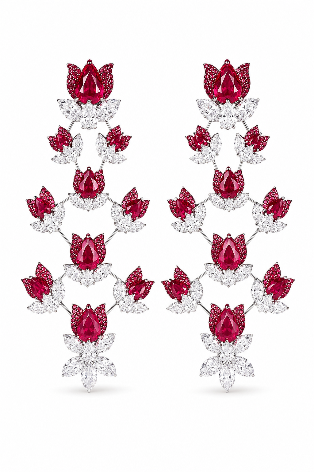 Ruby Floral Lattice Statement Necklace Set