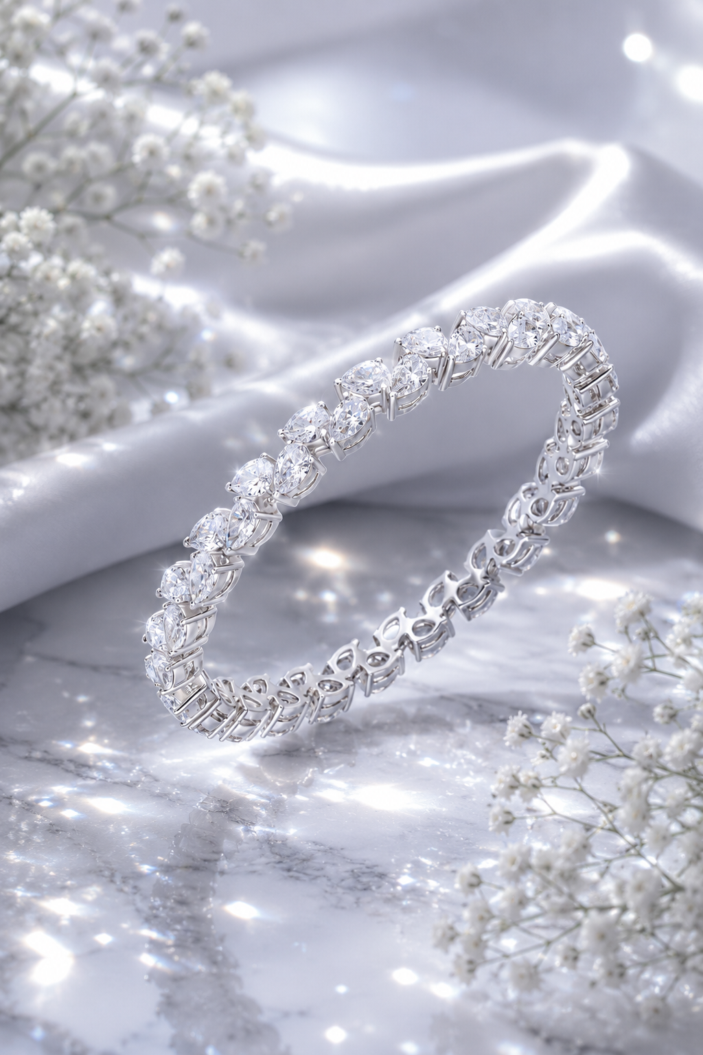 Marquise Diamond Tennis Bracelet in White Gold
