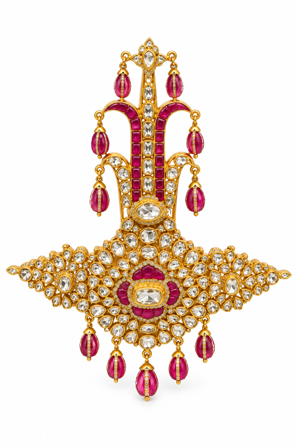 Royal Ruby Kundan Pagdi Kilangi Brooch