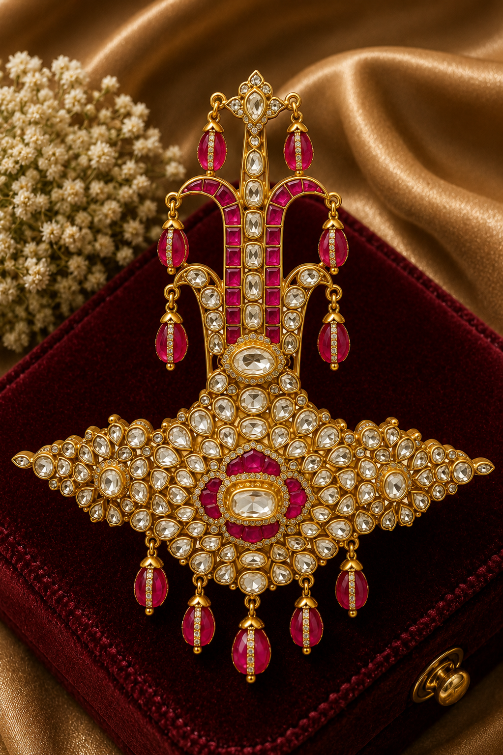 Royal Ruby Kundan Pagdi Kilangi Brooch