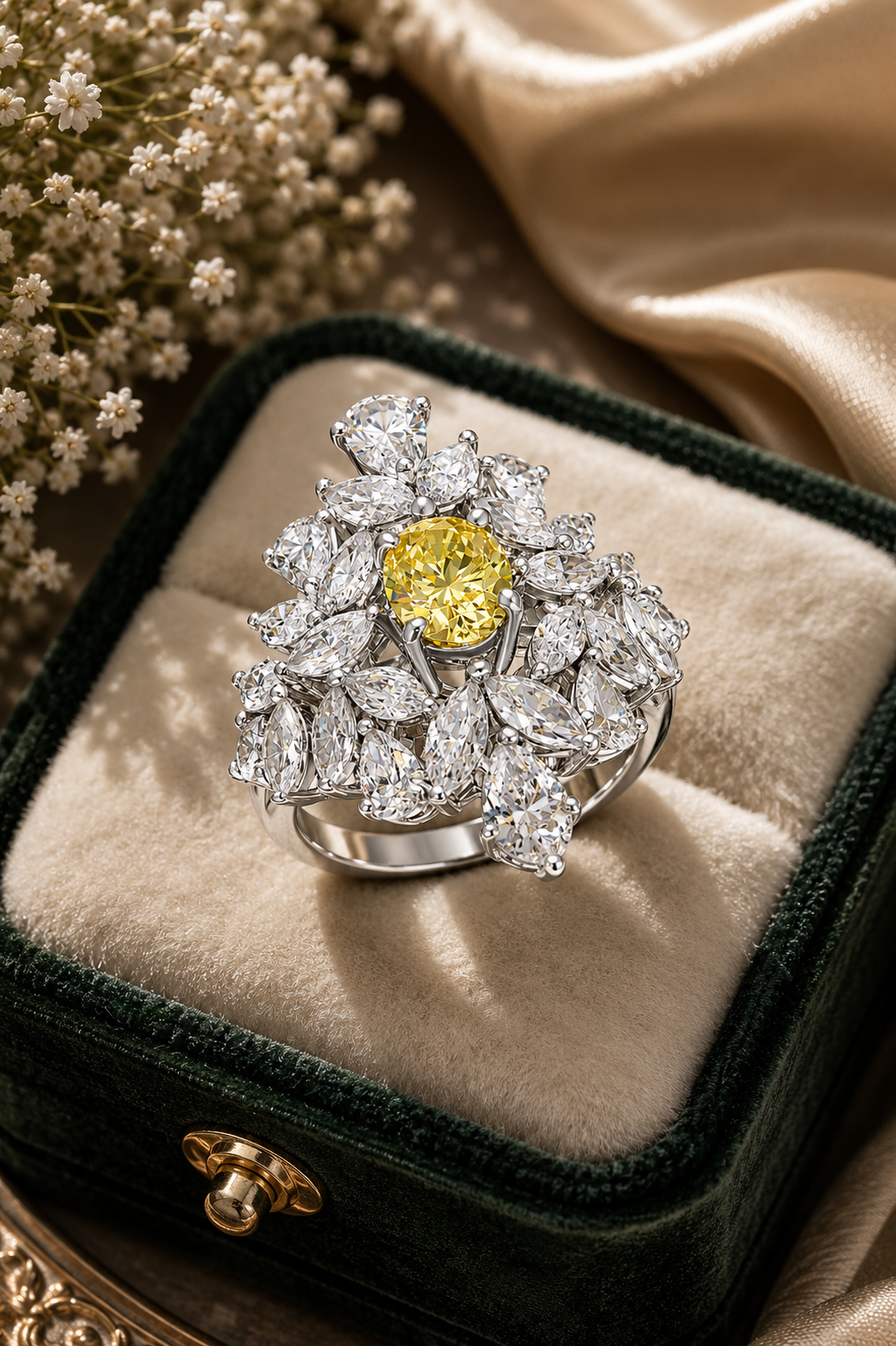 Canary Bloom Diamond Couture Ring