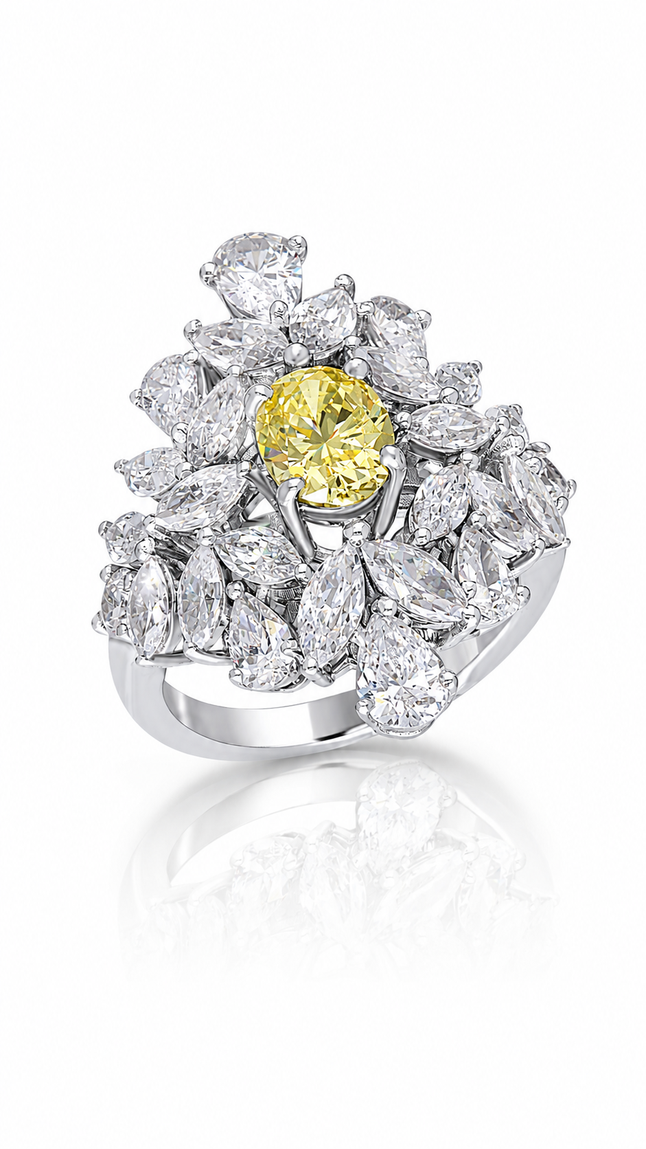 Canary Bloom Diamond Couture Ring
