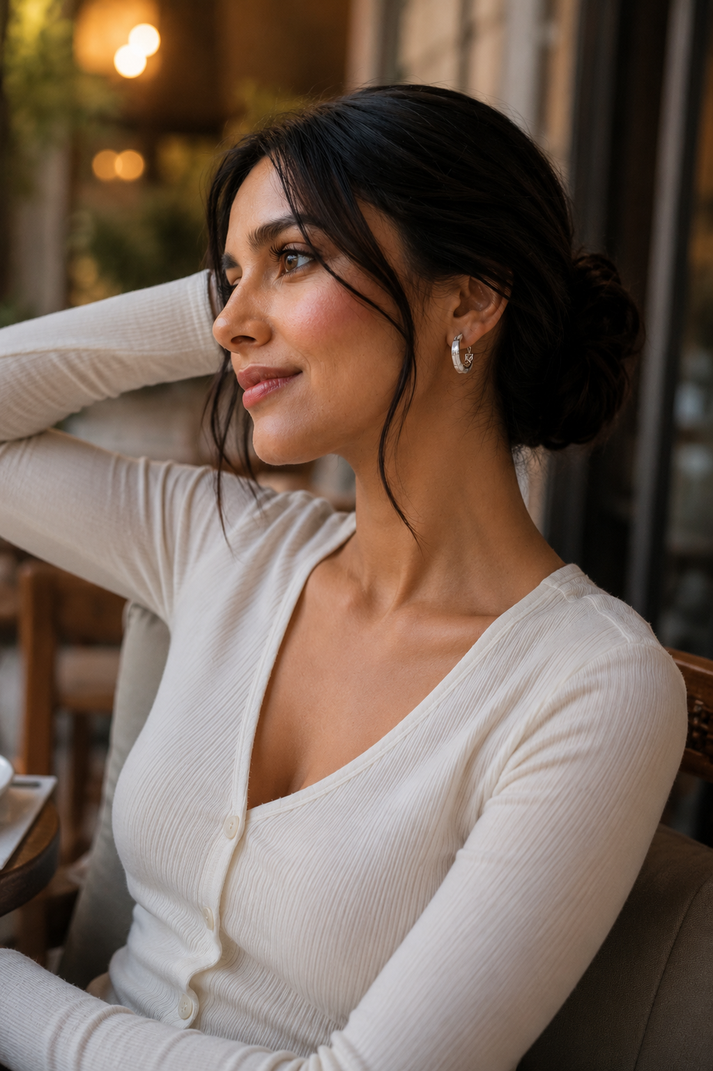 White Enamel & Diamond Segmented Hoop Earrings in White Gold