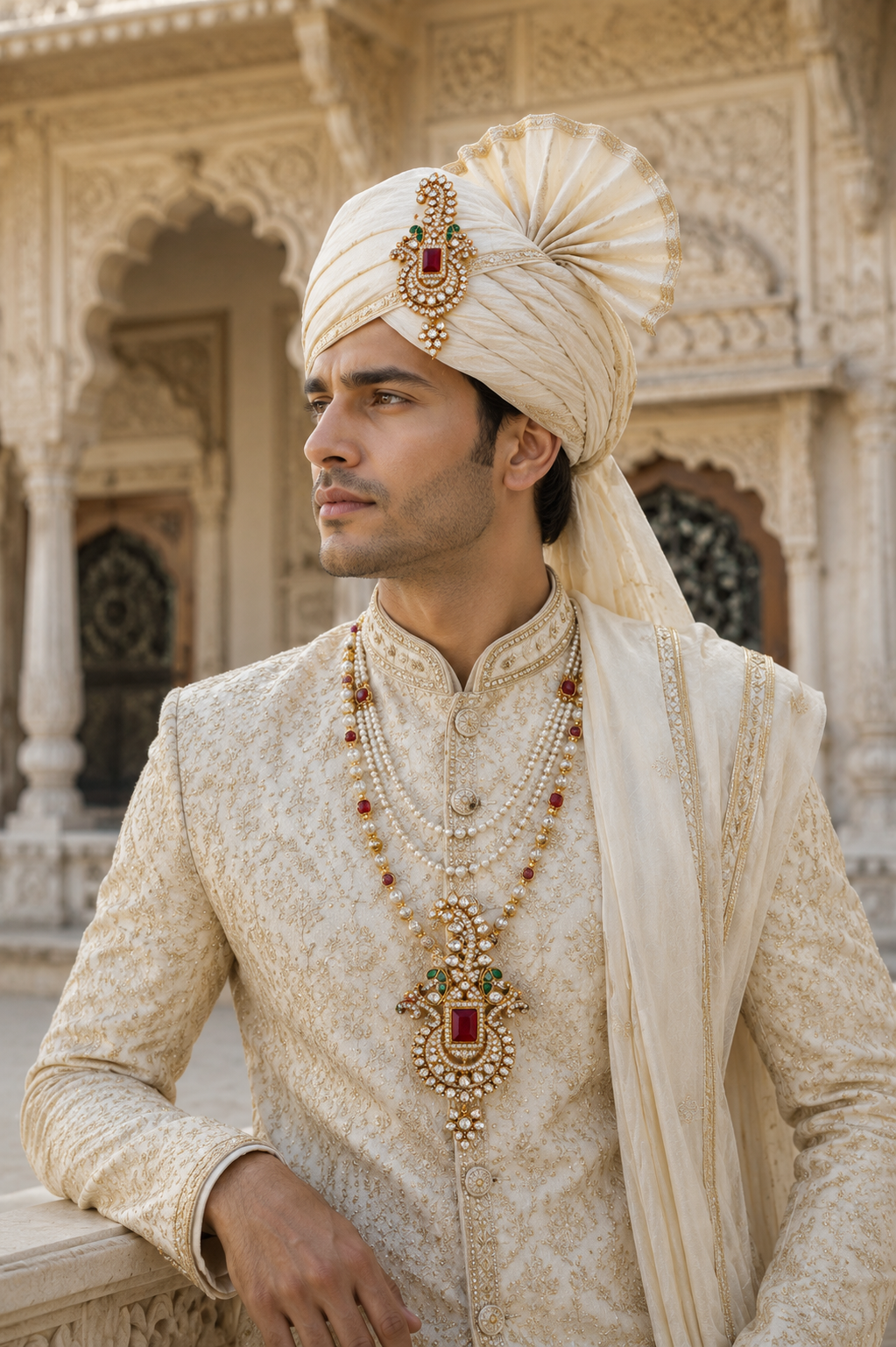 Royal Ruby Kundan Paisley Pagdi Brooch
