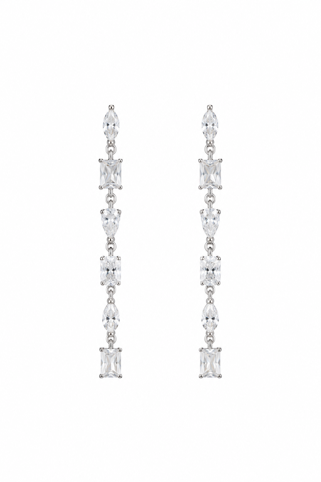 Elegant Linear Diamond Drop Earrings