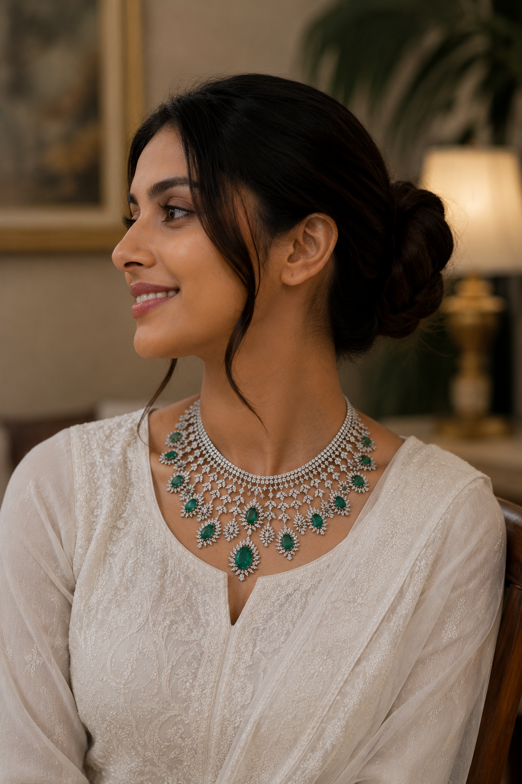 Emerald Floral Diamond Gala Necklace