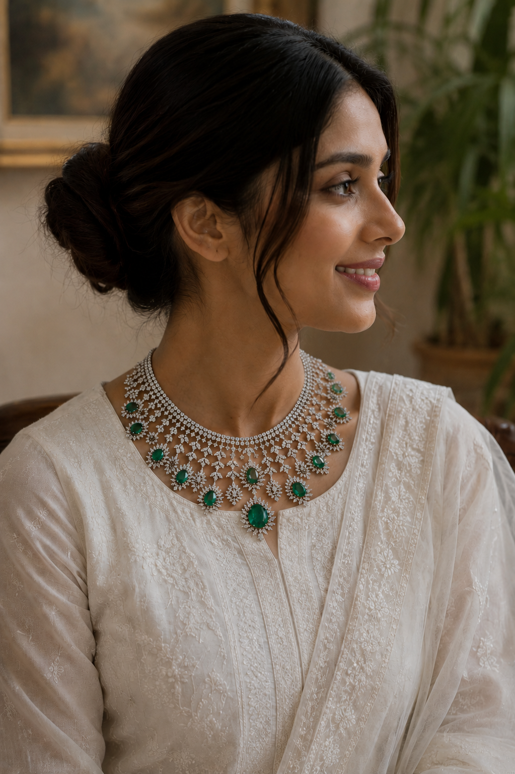 Emerald Floral Diamond Gala Necklace