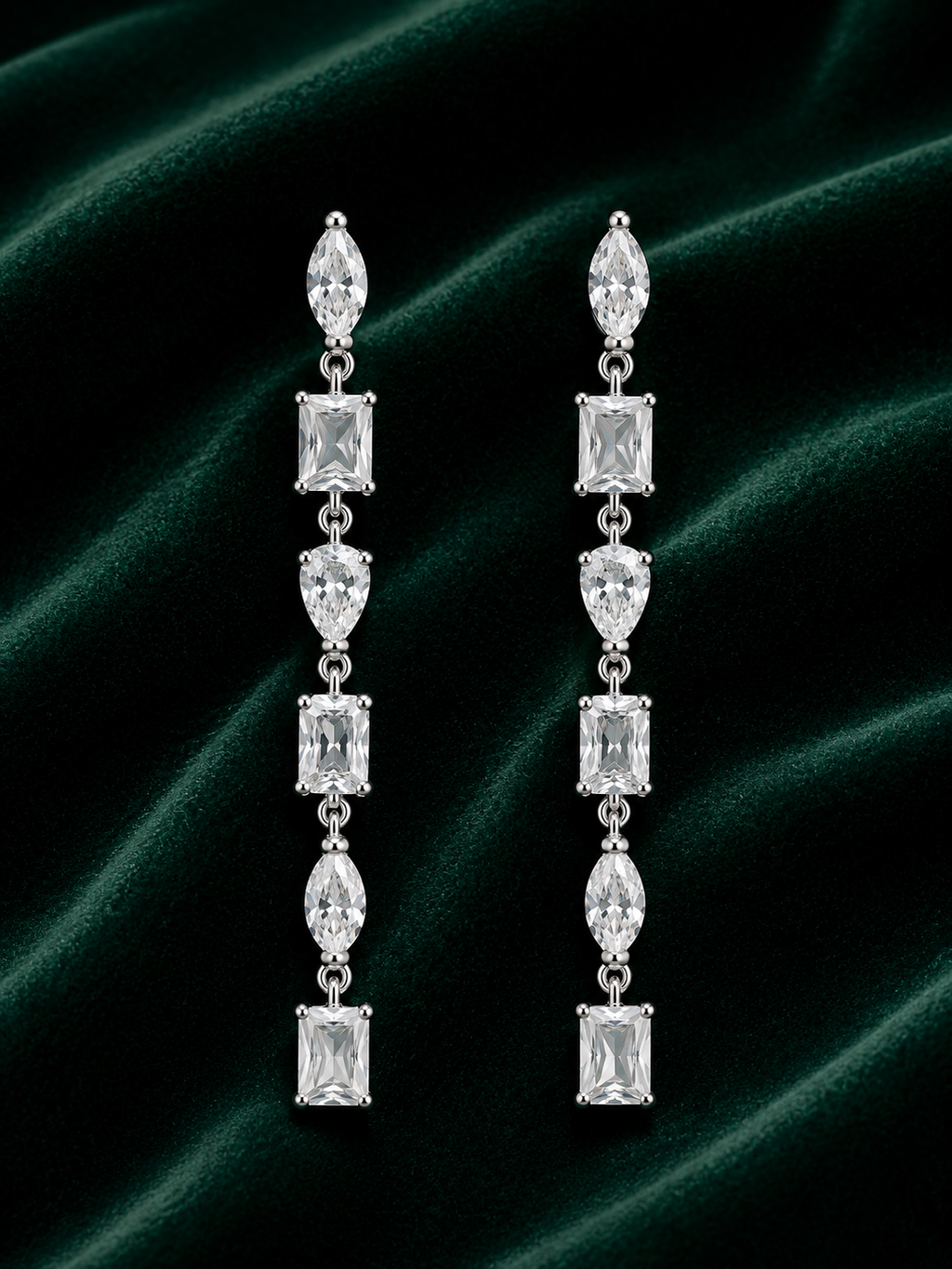 Elegant Linear Diamond Drop Earrings