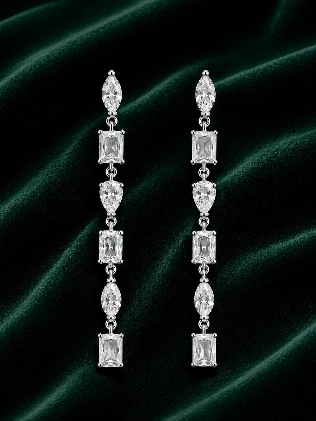 Elegant Linear Diamond Drop Earrings