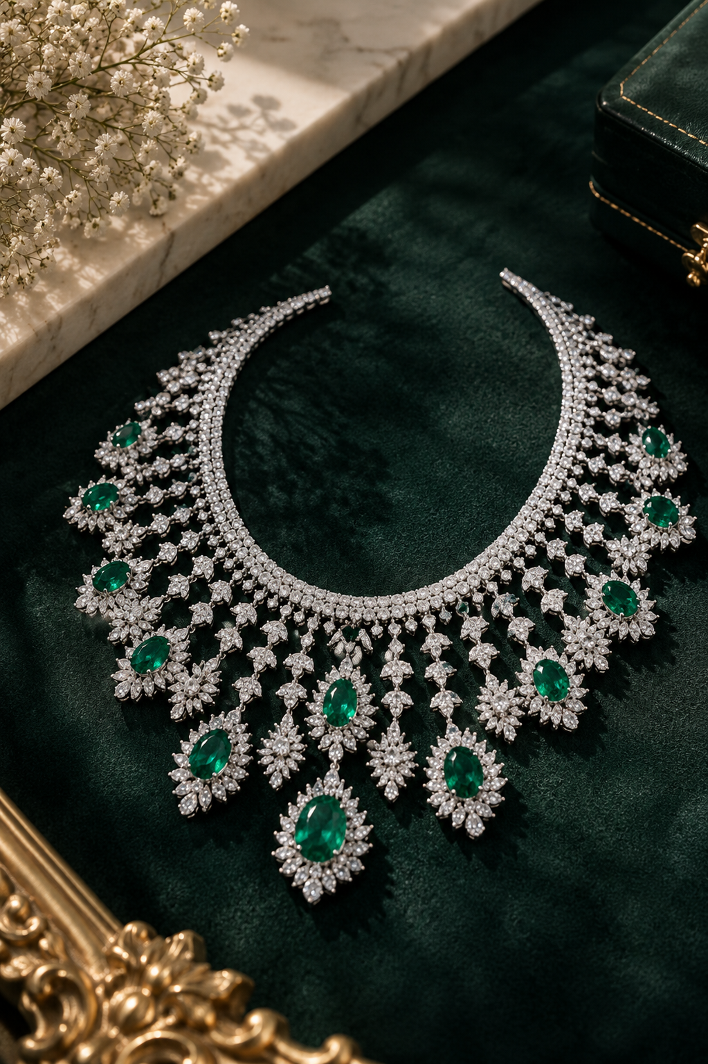 Emerald Floral Diamond Gala Necklace